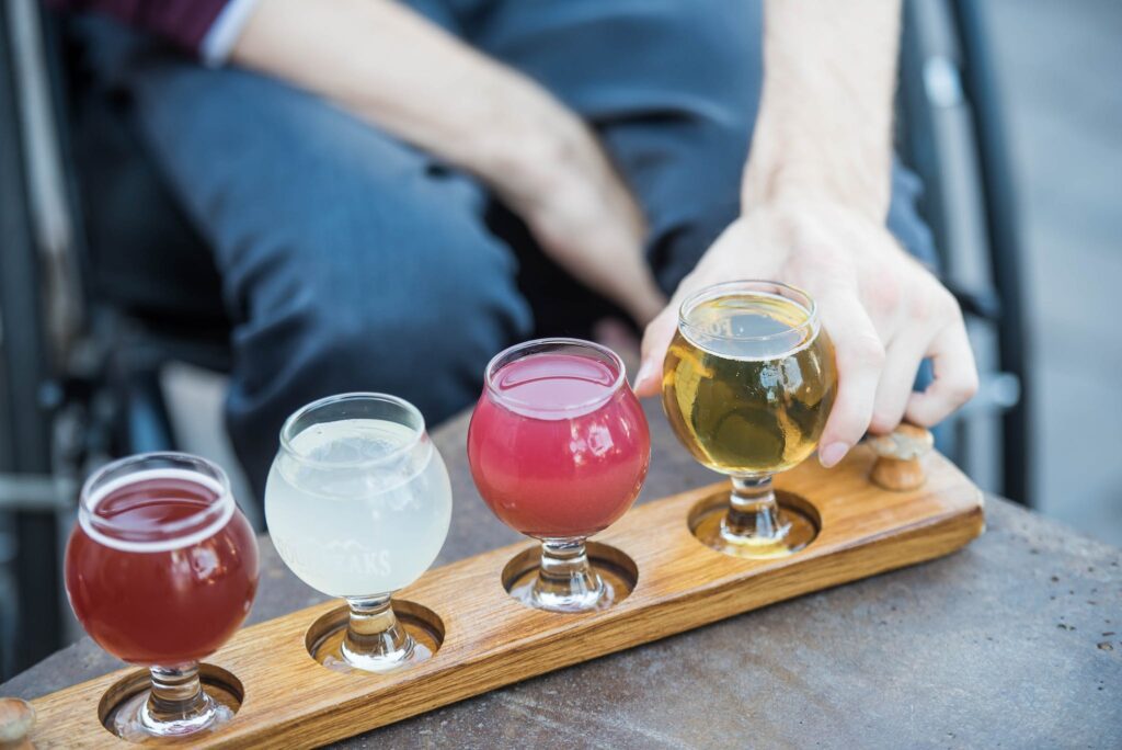 Person With His Four Types of Alcoholic Beverages